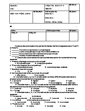 Đề kiểm tra học kỳ II môn Tiếng Anh Lớp 8 - Năm học 2015-2016 - Phòng GD & ĐT Cao Lãnh (Có đáp án)